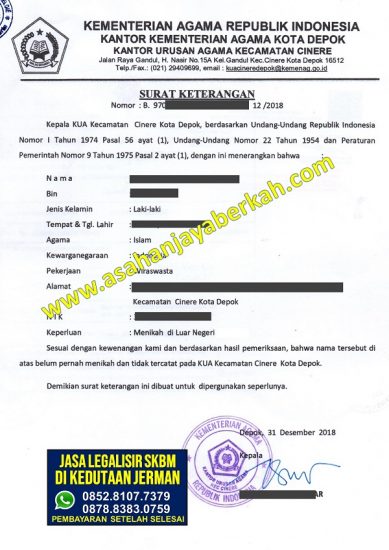 Jasa Legalisir SKBM di Kedutaan Jerman
